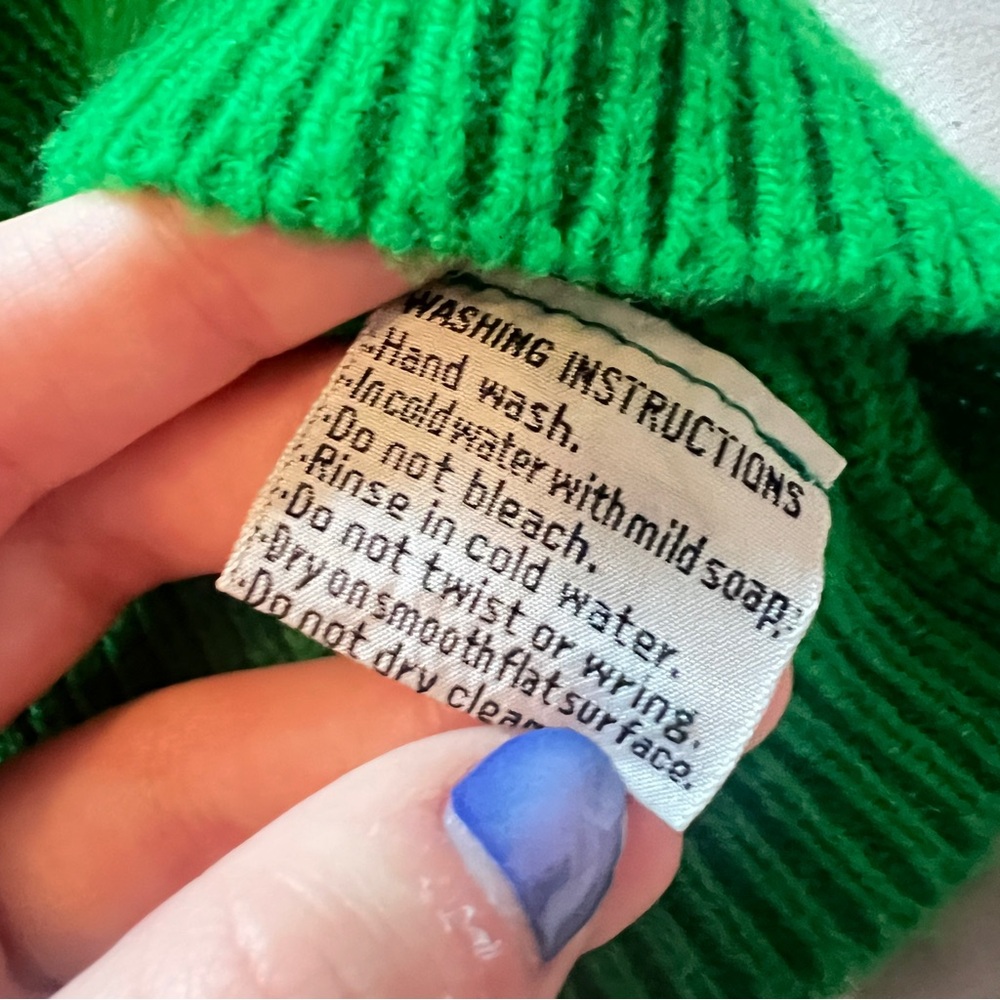 Vintage Imported Andrew St. John Virgin Acrylic Green Ribbed Hand Knit Tank Top - Picture 8 of 11